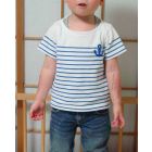 【お買い得セール】パネルボーダー生地で作る子供用半袖ボートネックTシャツ【サンプル制作で使用したカット済み型紙】と作り方