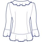 部分ジャージ使いのラッフル衿ブラウス型紙(パターン)