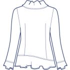 ギャザー衿アシンメトリー裾フリルブラウス型紙(パターン)
