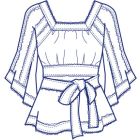スクエアネックラグランワイドスリーブブラウス型紙(パターン)【ダウンロード版】