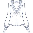 Vネックレースフリルチュニック型紙(パターン)【ダウンロード版】