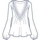 Vネック別布フリルチュニック型紙(パターン)【ダウンロード版】