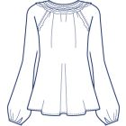 Vネック別布フリルチュニック型紙(パターン)