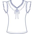 Vネックフリルカットソー型紙(パターン)