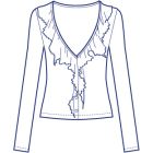 別布フリル衿カーディガン型紙(パターン)