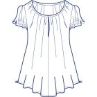 フレアー袖ギャザーカットソー型紙(パターン)