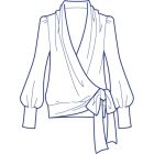 長袖パフスリーブカシュクールカットソー型紙(パターン)