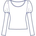 パフスリーブが乗った長袖カットソー型紙(パターン)【ダウンロード版】