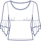 フレアー袖バストギャザーカットソー型紙(パターン)【ダウンロード版】