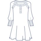 ラグランギャザー袖前立て付きカットソーチュニック型紙(パターン)