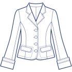 後ネックダーツ入りストレッチ総裏テーラードジャケット型紙(パターン)