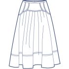 切替ヨーク付き総裏タックフレアースカート型紙(パターン)
