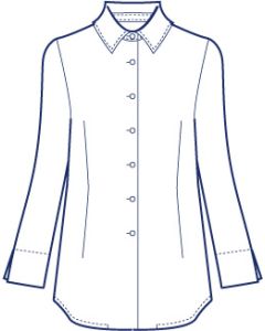 シンプル台衿付きシャツブラウス型紙（パターン）【ダウンロード版】