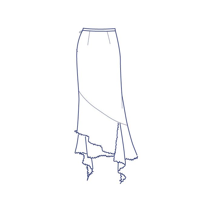 アシンメトリー裾フリル総裏スカート型紙（パターン）【ダウンロード版】