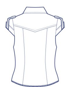 半袖ロールアップシャツブラウス型紙（パターン）