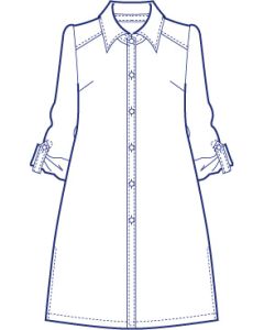 台衿付きロールアップ袖ロングシャツブラウス型紙（パターン）【ダウンロード版】
