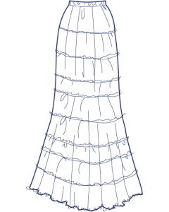 3種類の生地で作る総裏ティアードスカート型紙（パターン）