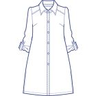 台衿付きロールアップ袖ロングシャツブラウス型紙（パターン）【ダウンロード版】