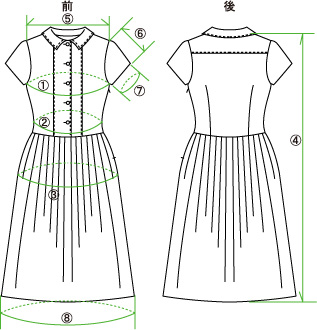 ワンピース採寸箇所